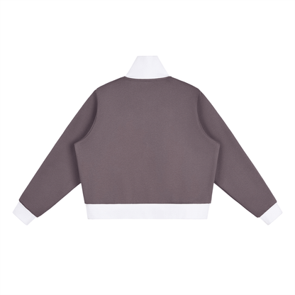 Contrast Side Stripe Fleece Cropped Track Jacket - | 234 Collectives