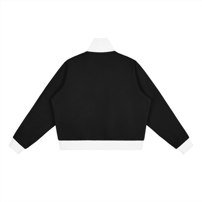 Contrast Side Stripe Fleece Cropped Track Jacket - | 234 Collectives