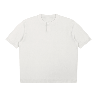 Cotton Knit Short Sleeve Henley T-Shirt - | 234 Collectives