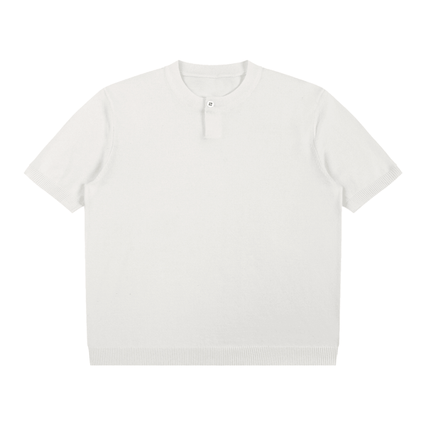 Cotton Knit Short Sleeve Henley T-Shirt - | 234 Collectives