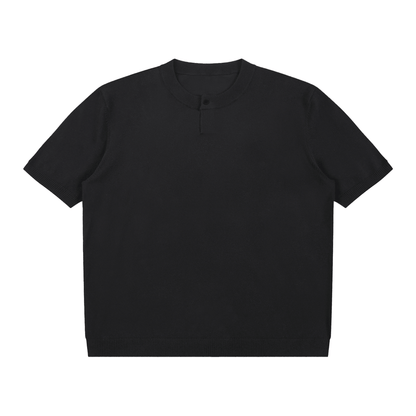 Cotton Knit Short Sleeve Henley T-Shirt - | 234 Collectives
