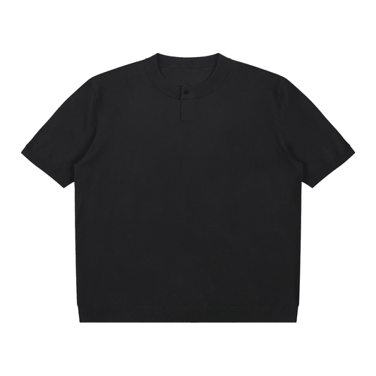 Cotton Knit Short Sleeve Henley T-Shirt - | 234 Collectives